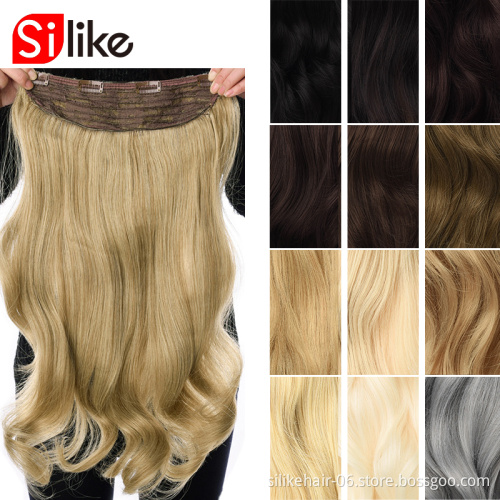 Silike 19 Colors Available 190g 24 Inch Stretched Wavy Clip In Synthetic Hair Extensions Heat Resistant Fiber 4 Clips One Piece